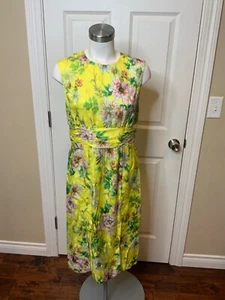 by Anthropologie Bright Yellow Floral Sleeveless Dress NWT $238, Size 10P - Picture 1 of 5