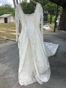 Wedding Dress, Mon Cheri, Long, Waist 30, White, Formal, Bride, Read Description - Picture 1 of 24