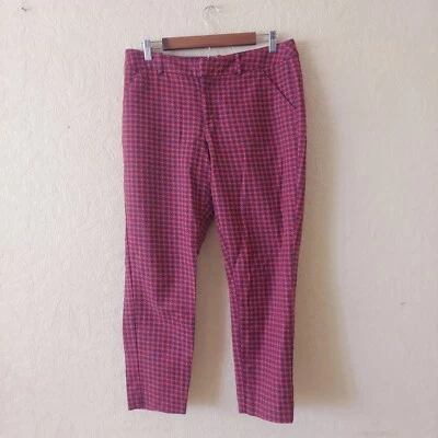 Pantalón tobillo Merona rojo azul estampado clásico elástico talla 10 Foto 1 de 4