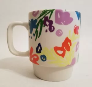 STARBUCKS White FLORAL 12 oz Stackable Stacking COFFEE Cup MUG Spring 2016 - Picture 1 of 6
