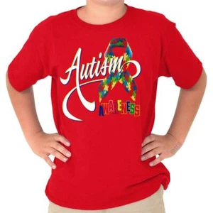 Autism Awareness Jigsaw Puzzle Piece Ribbon Youth Crewneck T Shirts Boy or Girl - Picture 1 of 7