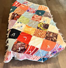 Vintage Patchwork Quilt Table Topper  Lap Baby Throw Colorful BOHO 70's ￼38”x 46