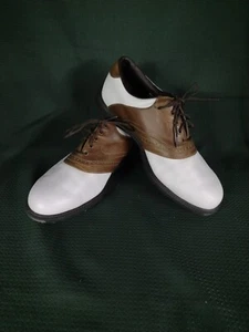 FootJoy Golf Shoes Mens Size 9 W Superlites 58141 White Brown - Picture 1 of 10