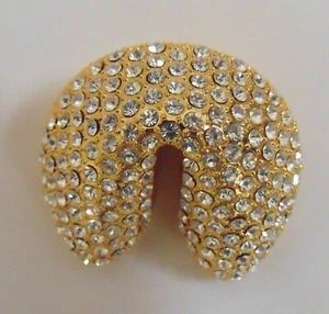 NIB Things Remembered Fortune Cookie Trinket Box Crystals Gold Tone - Picture 1 of 7