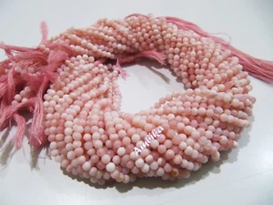 Ópalo rosa natural cuentas redondas lisas de 3 mm hebra 13 pulgadas de largo - Imagen 1 de 6