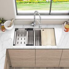 Sinber 33"x19"x10" Undermount Double Bowl Workstation Kitchen Sink with 16 Gauge