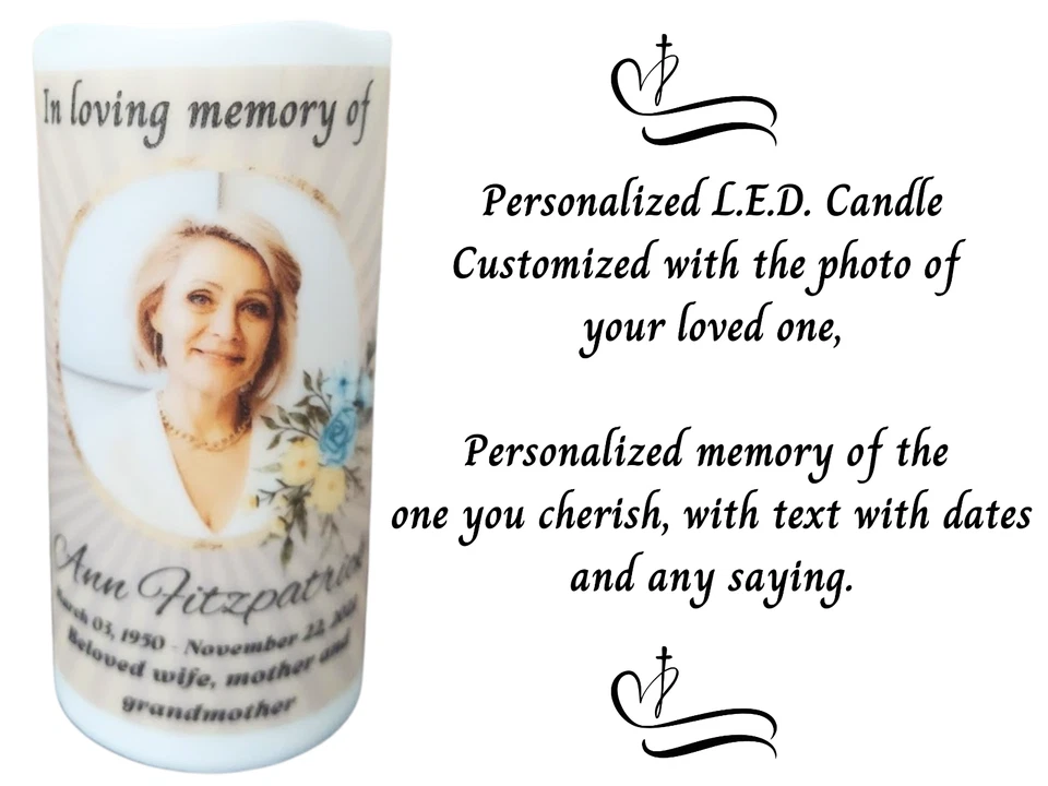 Celebration of Life Candle Memorial LED Candle Customized Sympathy Candle - Image 1 of 4