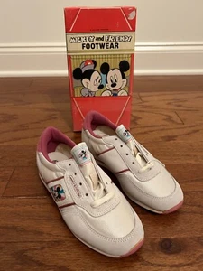 1980s Vintage DISNEY "MICKEY & FRIENDS FOOTWEAR" {Size 2.5} Girls Sneakers Shoes - Picture 1 of 17