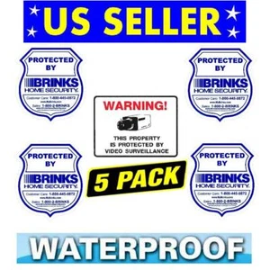 5 HOME SECURITY WINDOW WARNING STICKERS+VIDEO CAMERA DECAL SIGNS - Picture 1 of 3
