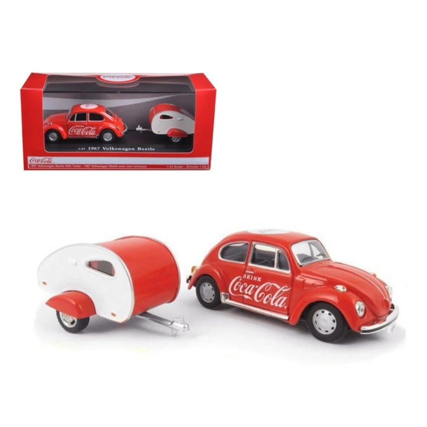 1967 VOLKSWAGEN Beetle Coca Cola With Teardrop Trailer 1/64 by Motorcity 440032