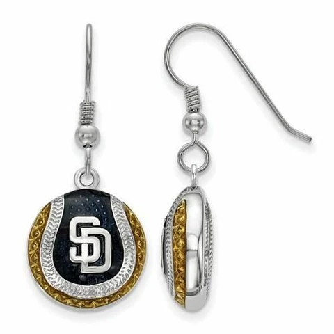 SS San Diego Padres Enameled Baseball Dangle Earrings Cover
