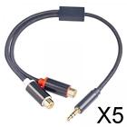 5X 30cm Stereo Audio Cable Aluminum Foil Braided for Smartphone Speakers MP3