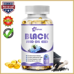 Schwarzkümmelöl -100% Bio rein kaltgepresst Kreuzkümmel Nigella Sativa 1000mg 120ct - Bild 1 von 9