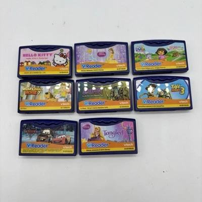 V-Tech V-Reader Game Cartridge Lot of 8 Toy Story, Hello Kitty, Dora, Scooby-Doo - Image 1 of 4