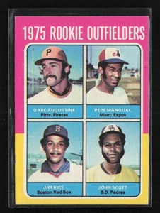 1975 Topps #616 1975 Rookie Outfielders (Augustine/Mangual/Rice/Scott) EX - Foto 1 di 2