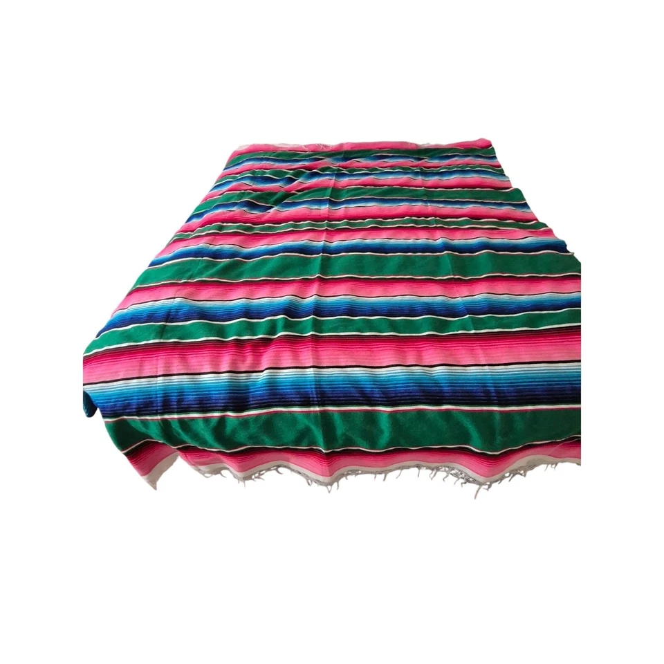 Tiro Sarape Mexicano Vintage Multicolor, Brillante, Rayas, 80x63 más Flecos Foto 1 de 4