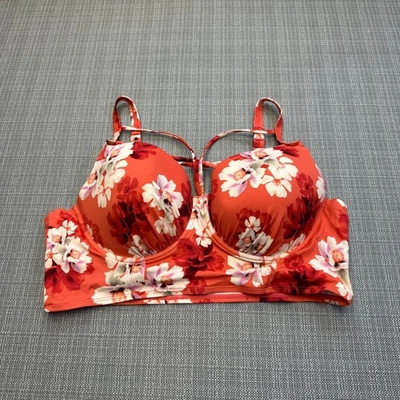 Top de bikini floral tórrido 2x copa D/DD naranja blanco acolchado con aros nadar playa Foto 1 de 4
