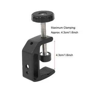 `Aluminium Alloy Black C Clamp Mount Fixed Desktop Bracket For Flashlight C - Afbeelding 1 van 11