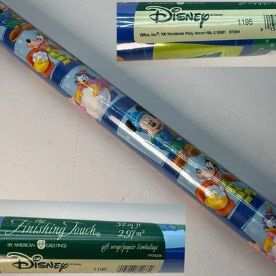 RARE Vtg Disney Characters Christmas Wrapping Paper Gift Wrap 24” Unopened 32sft - Image 1 of 4