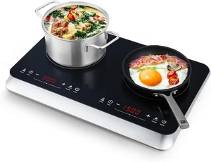 Induktionskochfeld 2 Platten 3500W Doppelplatte Timer Touch Schwarz - Bild 1 von 12