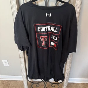 Under Armour Heat Gear Texas Tech Red Raiders Football Black T-shirt Size 4XL - Picture 1 of 6