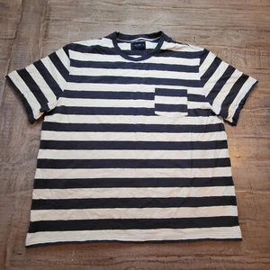 Lucky Brand Shirt Mens 2XL White Blue Strip Short Sleeve Pocket Tee Casual Adult - Picture 1 of 5