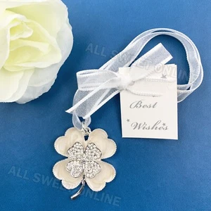 Wedding Bridal Good Luck Charm Diamante Marble Good Luck Clover Charm Horseshoe - Picture 1 of 6