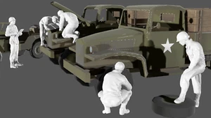 WWII US Red Ball Express Maintenance Crew - 5 Figure Sets - Picture 1 of 8