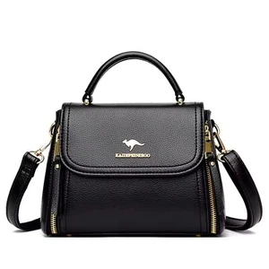 Leather Top Handle Satchel Handbags For Women Black Designer Shoulder Purse - Picture 1 of 7