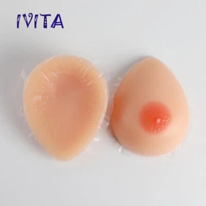 EE Cup Self-Adhesive Silicone Breast Forms Dropletshape Fake Boobs Enhancer - Picture 1 of 12