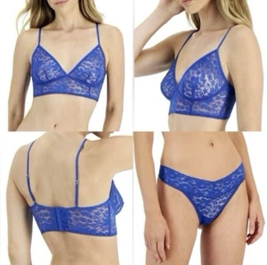 INC International Concepts Spitzen Bralette/Tanga Set Dessous Deep Cobalt Neu mit Etikett - Bild 1 von 13