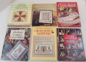 Lot Of 6 ~ Vintage Cross-Stitch Hardcovers ~ Patterns-Charts-Samplers - Picture 1 of 12