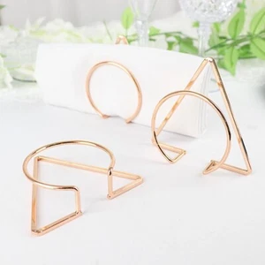 4 Gold Metallic Geometric Circle Triangle Dinner NAPKIN RINGS Party Decorations - Picture 1 of 9