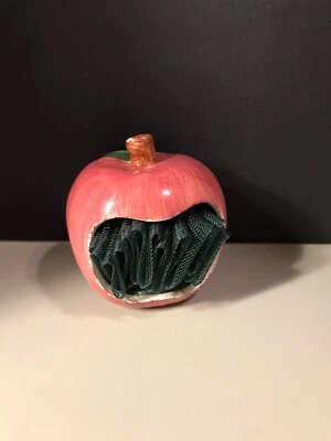 Soporte para fregadora de cocina de manzana de cerámica de barril de galletas vintage  Foto 1 de 4