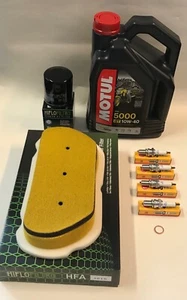 Service Kit for Yamaha YZF-R6 5EB 99-02 Motul 5000 Oil Spark Plug Air Oil Filter - Picture 1 of 1