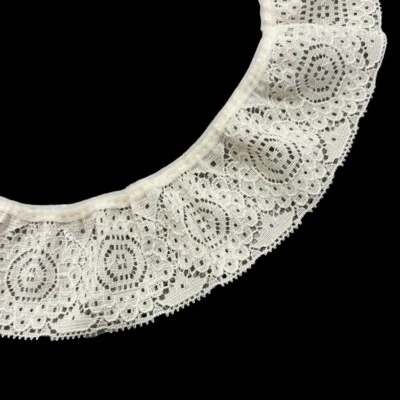 Vintage 2 Yd Lace Trim Off White Sewing Crafting 2” Ruffle Edge - Image 1 of 3