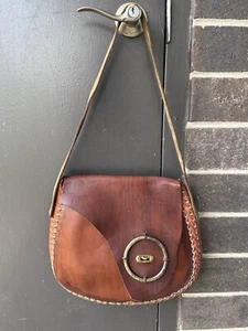 Natural Edge Latigo Leather Messenger Bag - Hand-dyed, hand-stitched - - Picture 1 of 10