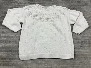 Vintage 90s Express Handknitted Cie Internationale Sweater Womens Medium White - Picture 1 of 11