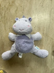 EDEN SHERBERTS LEARNING CURVE - HIPPO - PURPLE Chenille Rattles White Bow VGC - Picture 1 of 7