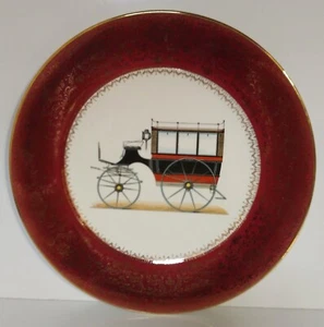 Vintage Imperial by Salem Service Plate 23 Karat Gold Trim On Red Old Fashioned - Picture 1 of 6