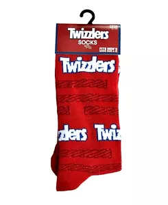 Mens Twizzlers Logo Crew Socks Size Large Fits Shoe Sz 6-12 Novelty Graphic NEW - Picture 1 of 4