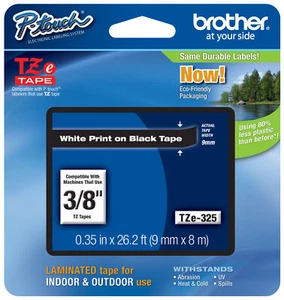 Cinta original para fabricante de etiquetas Brother TZe-325 P-touch TZe325 TZ325 TZ-325 blanca negra - Imagen 1 de 9