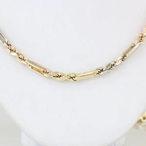 14K Tri-Color Gold Milano Rope Interlocking Bar Link Chain 22.5" Necklace Italy - Picture 1 of 4