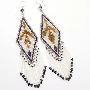 NEW HANDCRAFTED COPPER WHITE BEADED EAGLE FASHION BIG HOOK EARRINGS - Picture 1 of 2