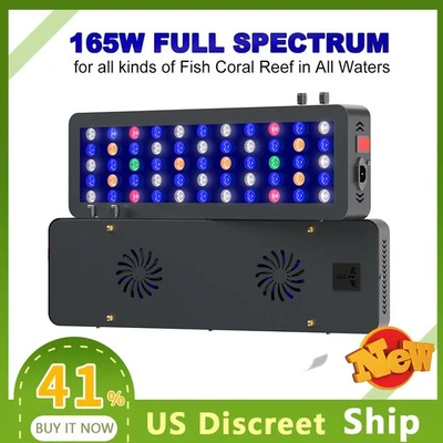 Aquarium LED Reef Light 165W Saltwater Full Spectrum for Marine Coral Fish Tank - Image 1 of 4
