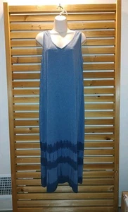 Blau Baumwolljersey J. Jill Purejill KLEID Batik Maxi Freizeit Strand Freizeit M - Bild 1 von 11