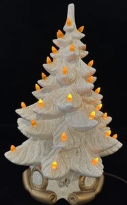 Vintage Atlantic Form 18" Weiß & Gold Weihnachtsbaum & Sockel Musikalisch! - Bild 1 von 12