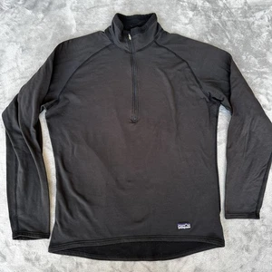 Patagonia Pullover Herren Large schwarz halber Reißverschluss Basisschicht Oberteil Made in USA Outdoor - Bild 1 von 11