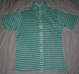 VTG 70s CORTINI KNIT PERMANENT PRESS SHIRT MEDIUM SHORT SLEEVE BUTTON DISCO MOD - Picture 1 of 4