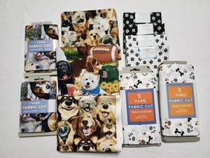 Lot 10 Yards DOG Themed Cotton Fabric 1 Yard 2 Yards Fat Quarters Bundle - Picture 1 of 7